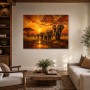 Elefanten bei Sonnenuntergang als Leinwandbild oder Fine Art Print