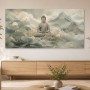 Meditativer Buddha zwischen Lotus und Bergen, Fine Art Print oder Gallery Leinwand