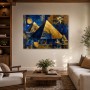 Goldene Pyramiden im Blau als Acrylbild oder Kunstdruck