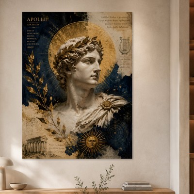 Apollo Wandbild oder Kunstdruck mit goldener antiker Symbolik