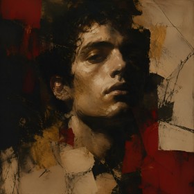 Ausdrucksstarkes Porträt als Wandbild oder Acrylbild mit grafischer Tiefe
