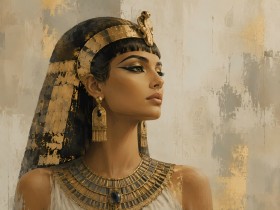 Ägyptische Eleganz als Wandbild oder Kunstwerk mit goldenen Akzenten