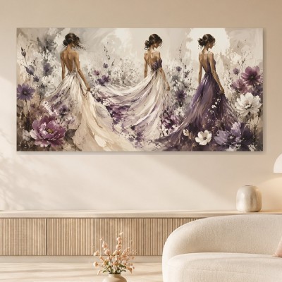 Elegante Frauenfigur im Blumenmeer als Wandbild oder Fine Art Print