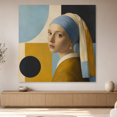 Porträt in Blau und Gold als Kunstdruck oder Poster