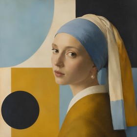 Porträt in Blau und Gold als Kunstdruck oder Poster