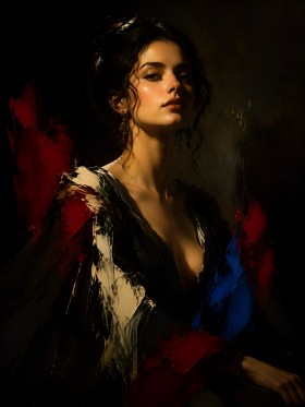 Ausdrucksstarkes Porträt als Acrylbild oder Kunstwerk mit dunkler Eleganz Ausdrucksstarkes Porträt als Acrylbild oder Kunstwerk mit dunkler Eleganz
