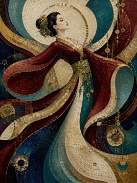 Elegante Frau im Mosaikstil als Wandbild oder Kunstdruck Elegante Frau im Mosaikstil als Wandbild oder Kunstdruck