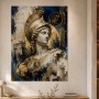 Antike Athena Kunstwerk oder Fine Art Print mit goldblauer Eleganz