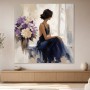 Elegante Frau mit Blumen, als Kunstwerk oder Wandbild