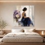 Elegante Frau mit Blumen, als Kunstwerk oder Wandbild