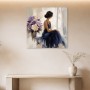 Elegante Frau mit Blumen, als Kunstwerk oder Wandbild