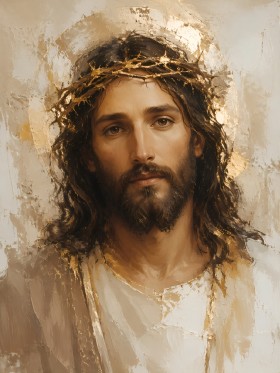 Jesus Porträt als Kunstdruck oder Leinwandbild in Goldtönen