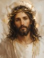 Jesus Porträt als Kunstdruck oder Leinwandbild in Goldtönen