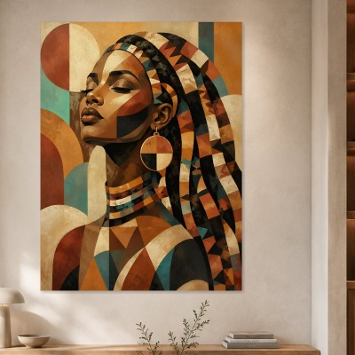 Abstraktes Porträt als Leinwand oder Poster mit grafischer Eleganz