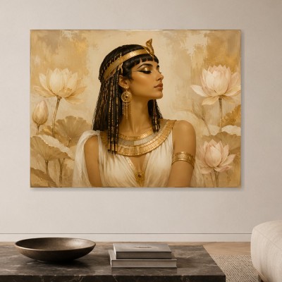 Elegantes Porträt mit Lotusblüten, Acrylbild oder Kunstdruck