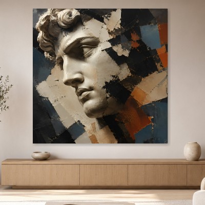 Antike Skulptur als Wandbild oder Gallery Print mit abstrakten Farbfeldern