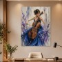 Elegante Cellistin als Kunstdruck oder Leinwandbild in Blau und Violett