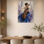 Elegante Cellistin als Kunstdruck oder Leinwandbild in Blau und Violett