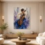 Elegante Cellistin als Kunstdruck oder Leinwandbild in Blau und Violett