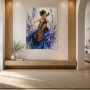 Elegante Cellistin als Kunstdruck oder Leinwandbild in Blau und Violett