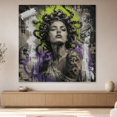 Medusa-Porträt als Wandbild oder Acrylbild mit urbaner Ausdruckskraft
