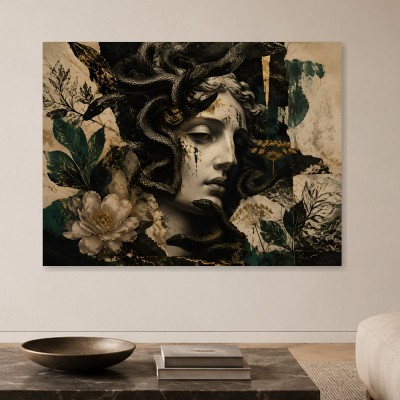Mystische Moderne Kunst und Luxus Wandbild mit Medusa-Motiv