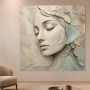 Ruhiges Porträt zwischen Leinwand und Kunstdruck in sanften Pastelltönen