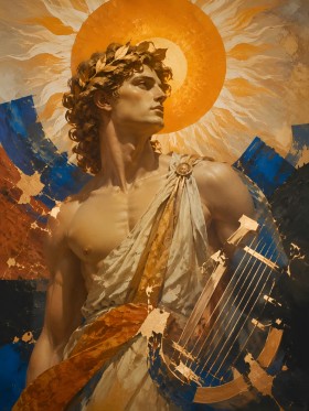 Antikes Porträt als Kunstwerk oder Wandbild in Gold und Blau Antikes Porträt als Kunstwerk oder Wandbild in Gold und Blau