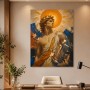 Antikes Porträt als Kunstwerk oder Wandbild in Gold und Blau