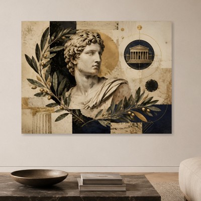 Antikes Porträt als Kunstdruck oder Modernes Wandbild in Gold und Blau