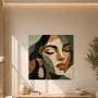 Abstraktes Porträt als Wandbild oder Kunstdruck in warmen Naturtönen