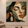Abstraktes Porträt als Wandbild oder Kunstdruck in warmen Naturtönen