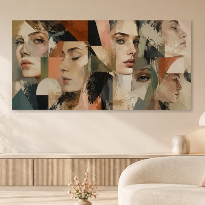 Porträts in geometrischer Komposition als Kunstwerk oder Wandbild