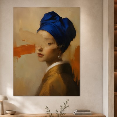 Porträt mit blauer Turbannote, als Kunstwerk oder Wandbild