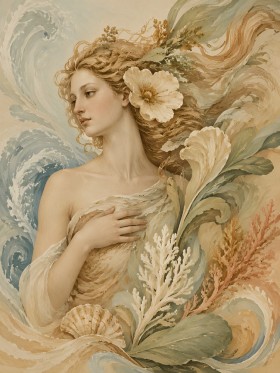 Elegante Frau mit Blumen, Kunstwerk oder Fine Art Print Elegante Frau mit Blumen, Kunstwerk oder Fine Art Print