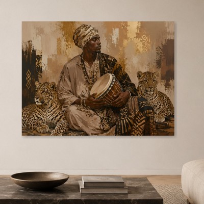 Afrikanische Kunst mit Trommler, als Poster oder Leinwand