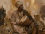 Afrikanische Kunst mit Trommler, als Poster oder Leinwand