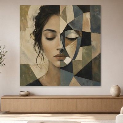 Abstraktes Porträt als Acrylbild oder Kunstdruck