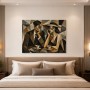 Modernes Wandbild oder Acrylbild in geometrischer Kaffeehaus-Szene