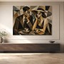 Modernes Wandbild oder Acrylbild in geometrischer Kaffeehaus-Szene