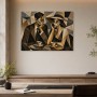 Modernes Wandbild oder Acrylbild in geometrischer Kaffeehaus-Szene