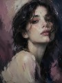 Expressives Porträt als Kunstwerk oder Wandbild mit dunkler Eleganz