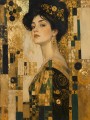 Porträt in Gold und Dunkelgrün, Kunstwerk oder Wandbild