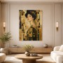 Porträt in Gold und Dunkelgrün, Kunstwerk oder Wandbild