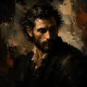 Dunkles Porträt zwischen Leinwandbild und Fine Art Print