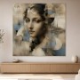 Porträt zwischen Kunstwerk und Gallery Print in sanften Beige- und Blautönen