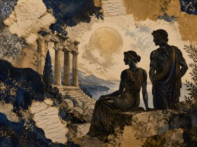 Klassisches Wandbild oder Fine Art Print mit antiker Küstenszene Klassisches Wandbild oder Fine Art Print mit antiker Küstenszene