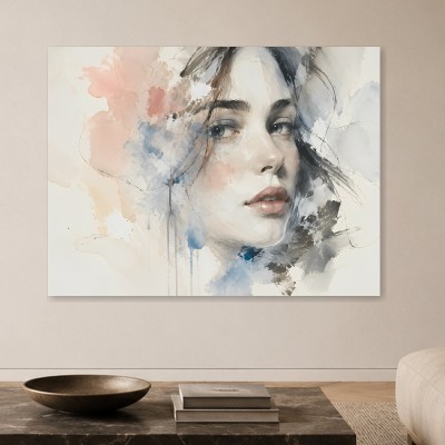 Elegantes Porträt als Kunstdruck und Wandbild in zarten Pastelltönen