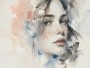 Elegantes Porträt als Kunstdruck und Wandbild in zarten Pastelltönen