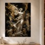 Engelsstatue als Wandbild oder Kunstdruck mit goldenen Akzenten